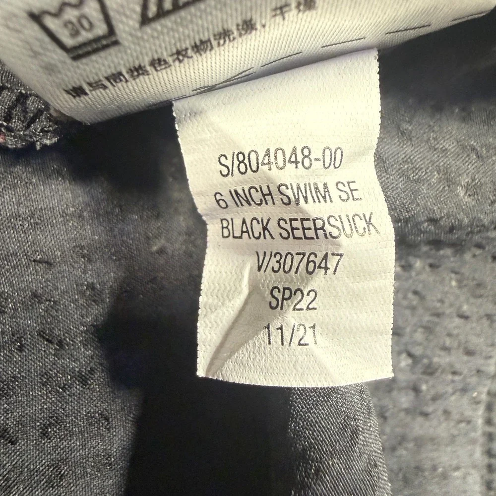 Gap Swim Trunks Mens XL Black 6 Inch Seersucker Mesh‎ Lined Swimming Shorts